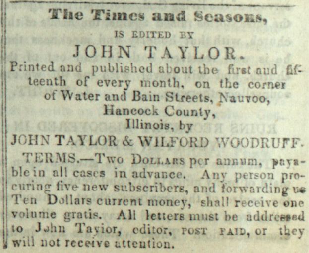 John Taylor Editor T&S Nov 15, 1842