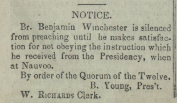 Winchester silenced from preaching!