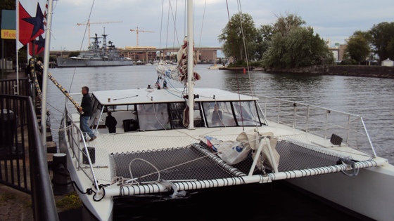 Large catamaran in the mouth of Buffalo River